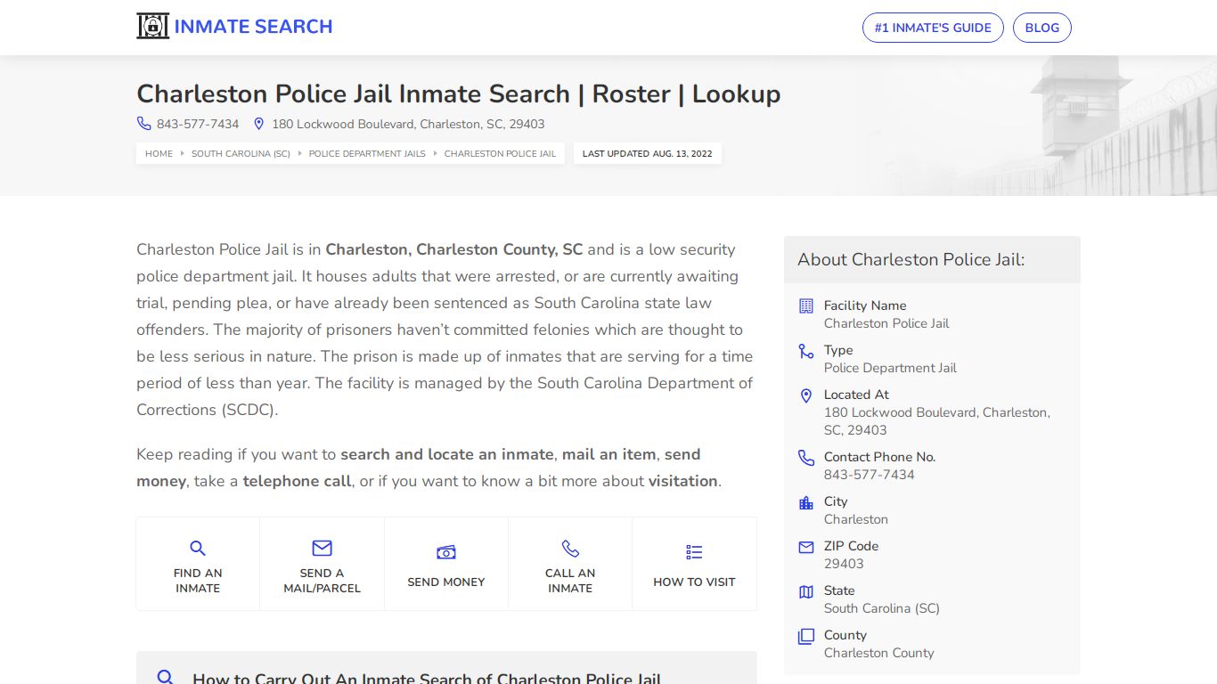 Charleston Police Jail Inmate Search | Roster | Lookup